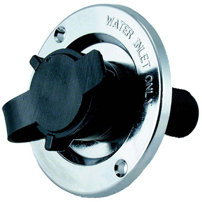 JR Products 9690-200-023 Chrome RV City Water Flange with Plastic Check Valve