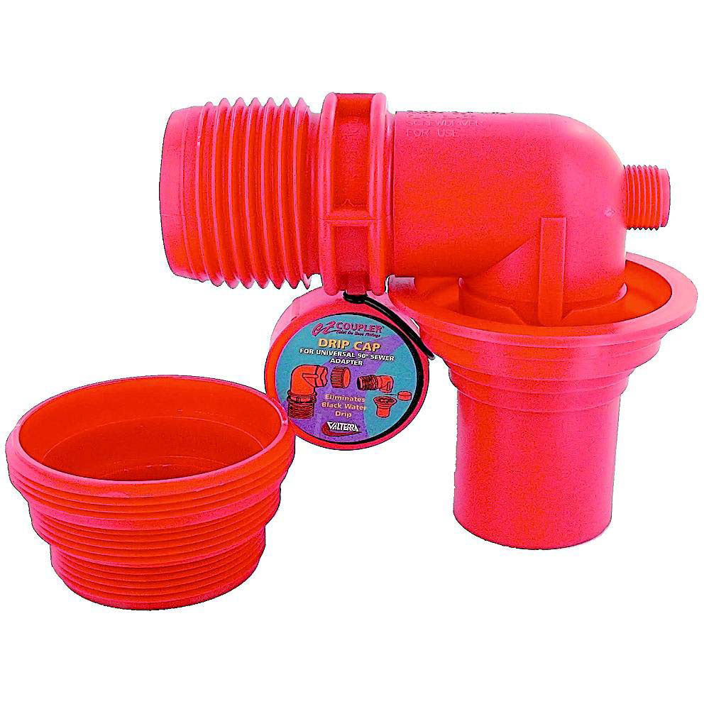 Valterra F02-3305VP Red EZ 90 Degree RV Sewer Adapter & Thread Attachment