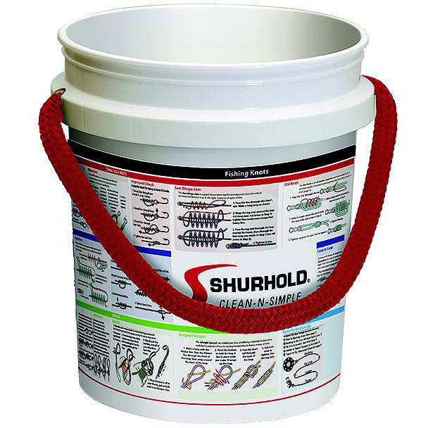Shurhold 2451BFK Rope Handle Bucket, 5 Gal., White w/Fishing Knots Graphics