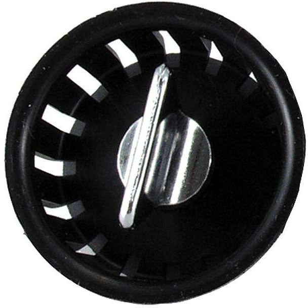 JR Products 9491300062 Threaded Plastic Strainer Basket, Black/Chrome