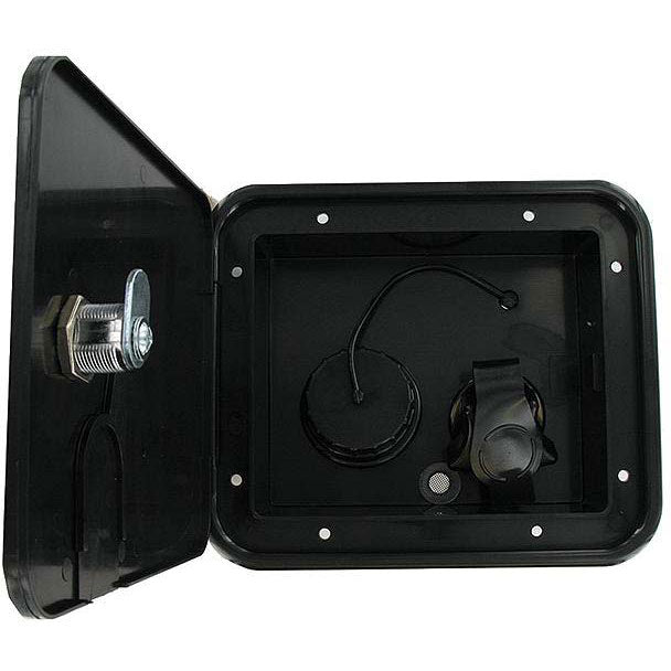 Valterra Gravity Plastic City 1/2" Air Vent RV Water Inlet & Lockable Hatch & Includes Hardware & Installation Tape, Black