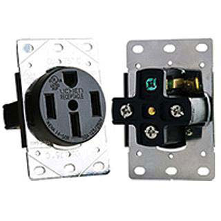 RV Designer S981 AC 50 Amp Receptacle In Plate, 50A / 125V/250V, White