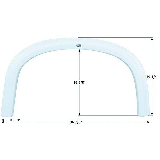 Icon 12038 Fender Skirt Single Four Winds FS2038, Polar White
