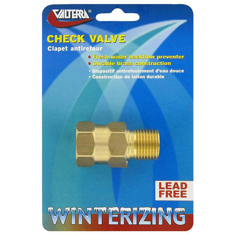 Valterra P23402LFVP Brass Check Valve 1/2" MPT, 1/2" FPT, Carded