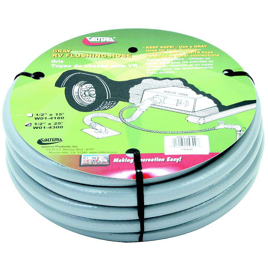 Valterra W01-4300 Gray 1/2" x 25' RV Waste Tank Flushing Hose