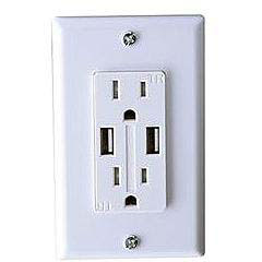 RV Designer S850 AC Dual Outlet With USB Charging Ports, White