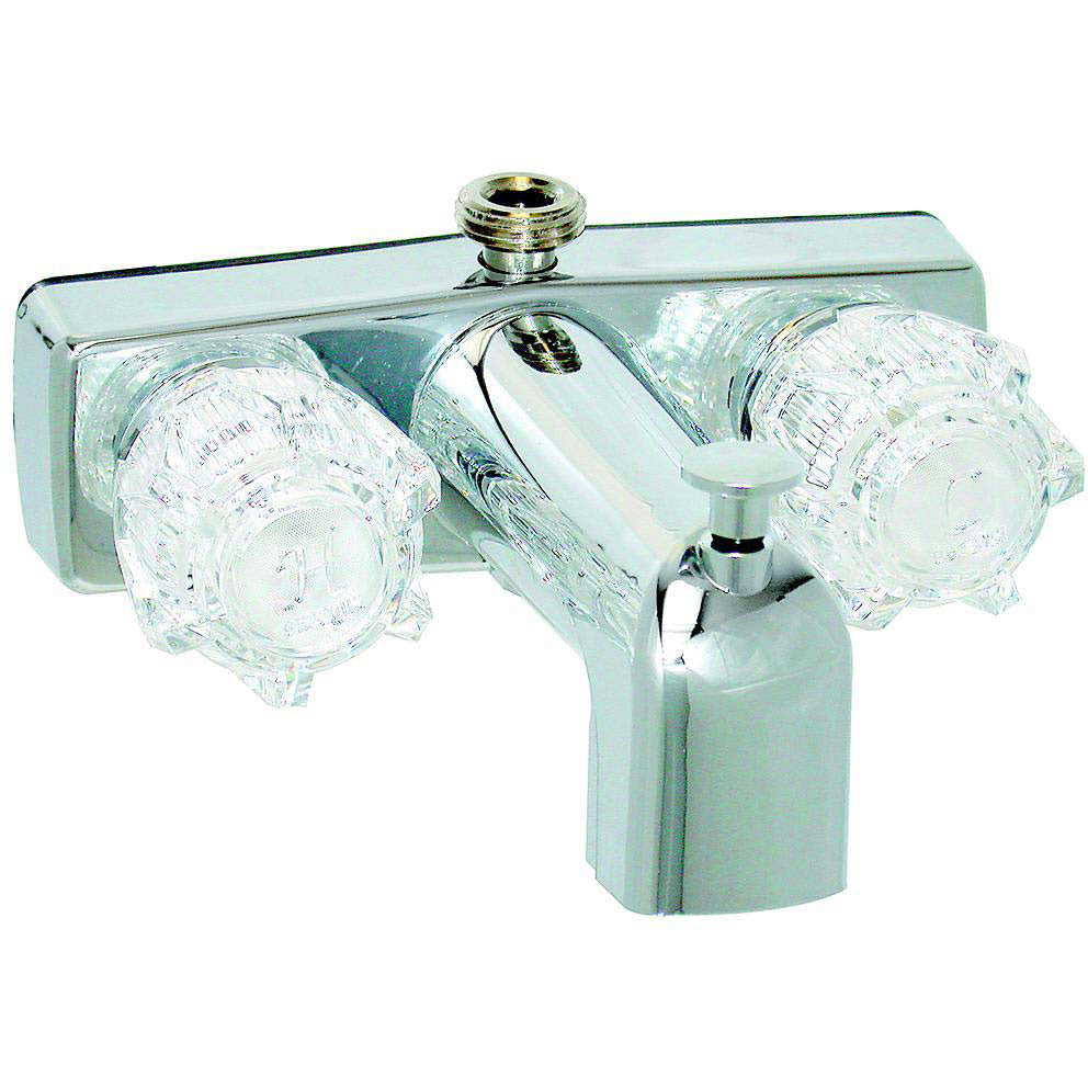 Valterra Phoenix PF213332 DuraPro Chrome Finish Two Handle RV Tub & Shower Diverter Faucet with Clear Acrylic Knobs