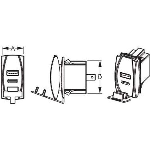 Sea-Dog 4265211 USB & USB-C Rocker Switch Style Power Socket