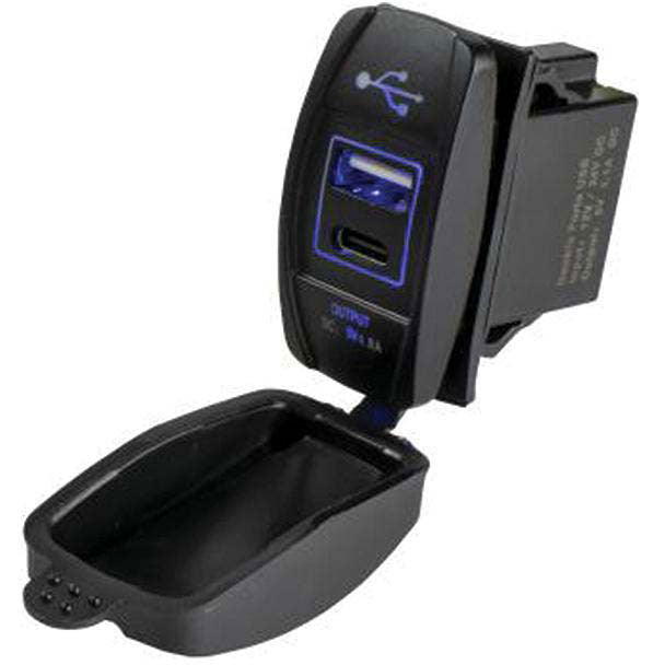 Sea-Dog 4265211 USB & USB-C Rocker Switch Style Power Socket