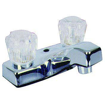 Valterra Phoenix PF212307 Chrome Finish Two Handle 4" Lavatory RV Bathroom Faucet with Clear Acrylic Knobs