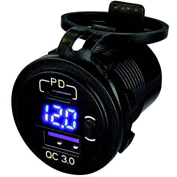 Seadog XXX USB 3.0 & USB-C Power Socket w/Volt Meter