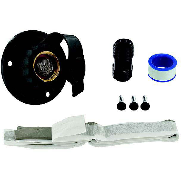 Valterra Flush Mount Water Inlet, Black Aluminum