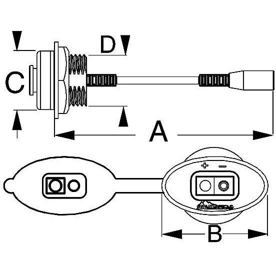 SeaDog 4269551 SAE Power Socket, Rear Nut Mount
