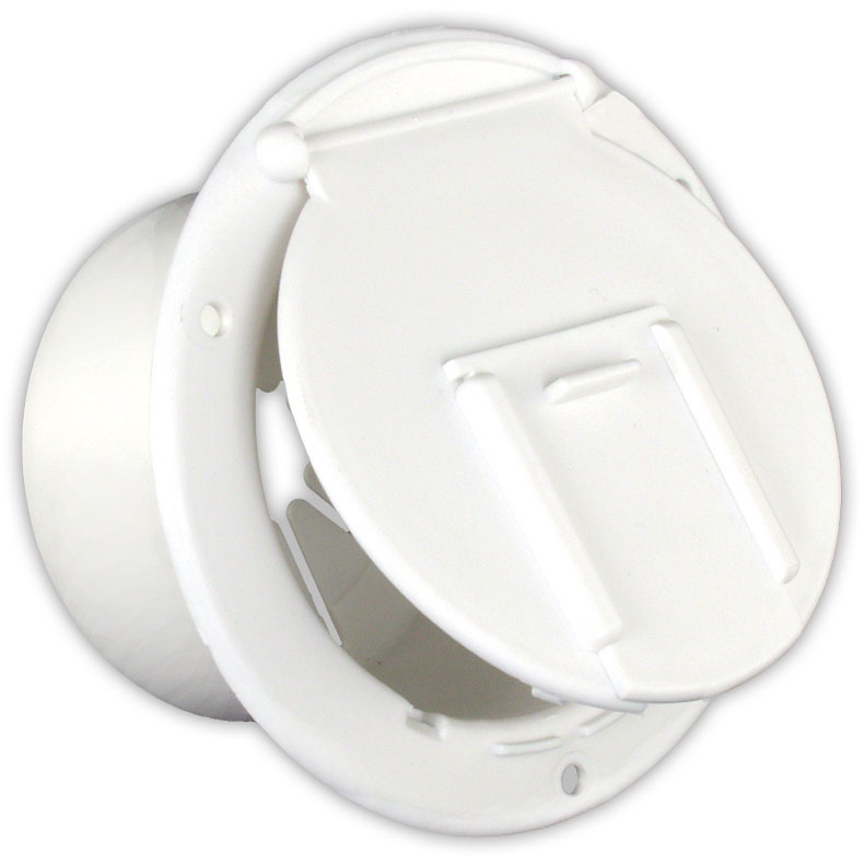 Round Electric Cable Hatch w/Back, Polar White