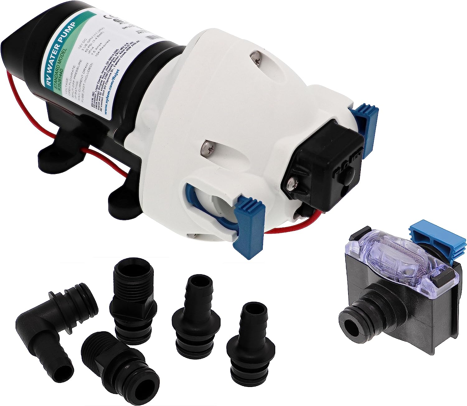Flojet R3526144D Three Chamber Polypropylene RV Water Pump - 2.9 GPM, 50 PSI, 12 VDC