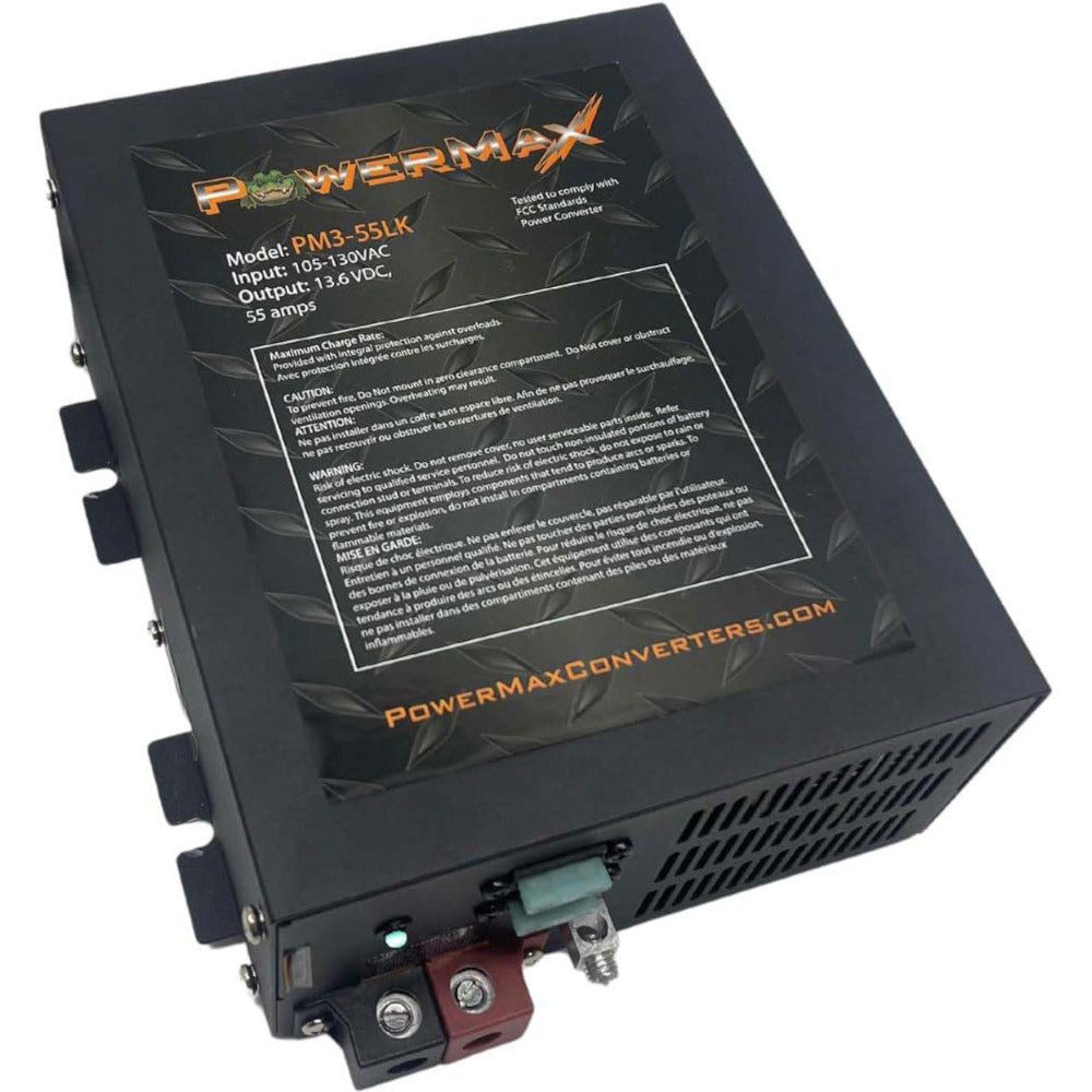 Powermax RV Converter | 55 Amp | 12V Power Converter Smart Battery Charger | 110V AC to 12V