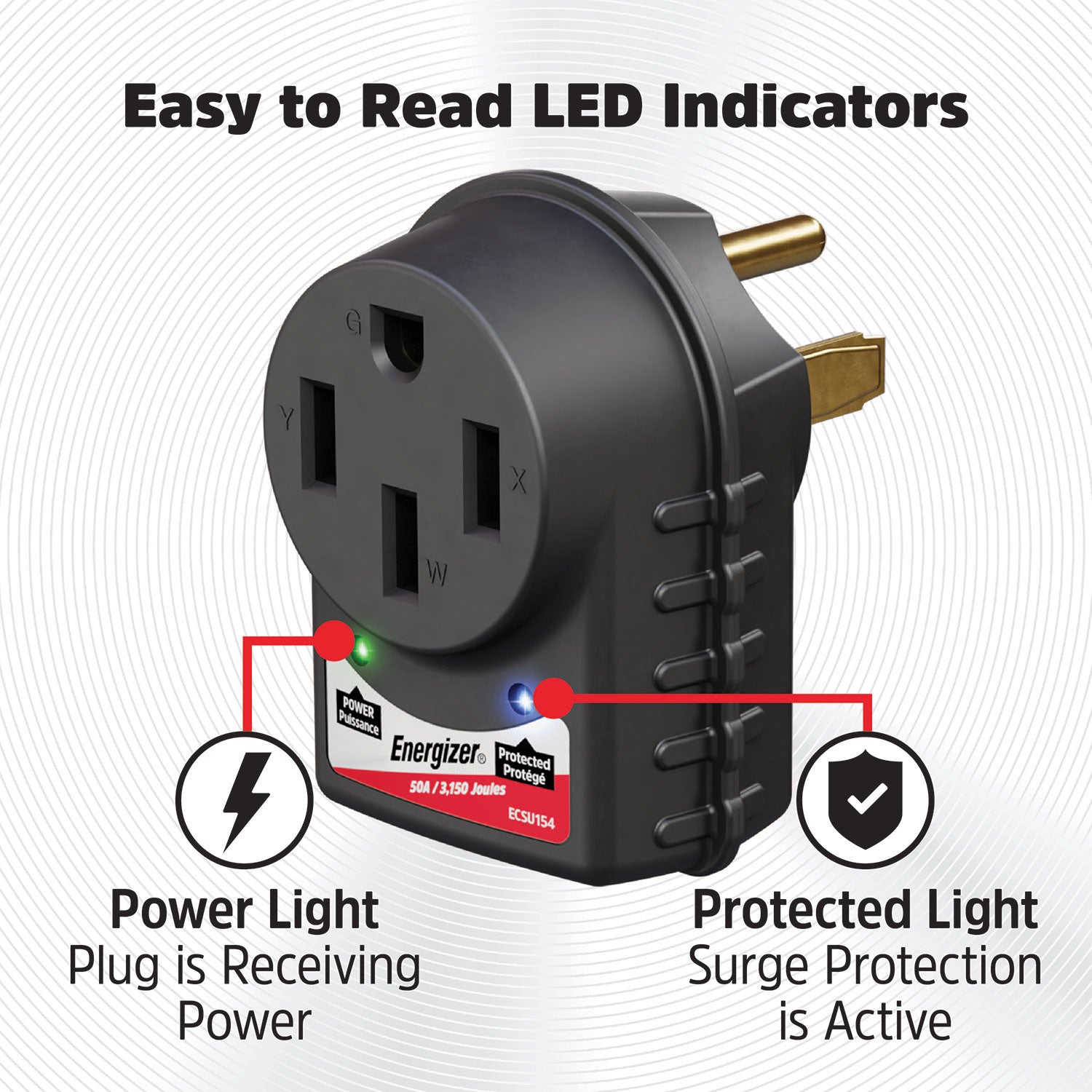 Energizer 50 Amp Plug and Play RV and EV Surge Protector 14-50
