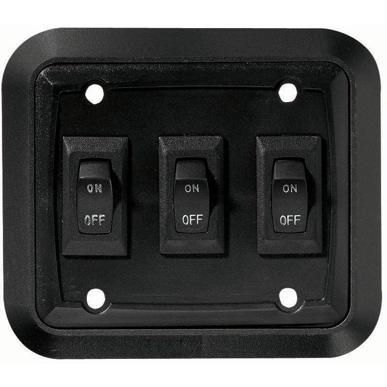Wall Plate Switch, Triple, 3.53" x 4", On/Off - SPST - Includes Raised Bezel, Plate and Switch