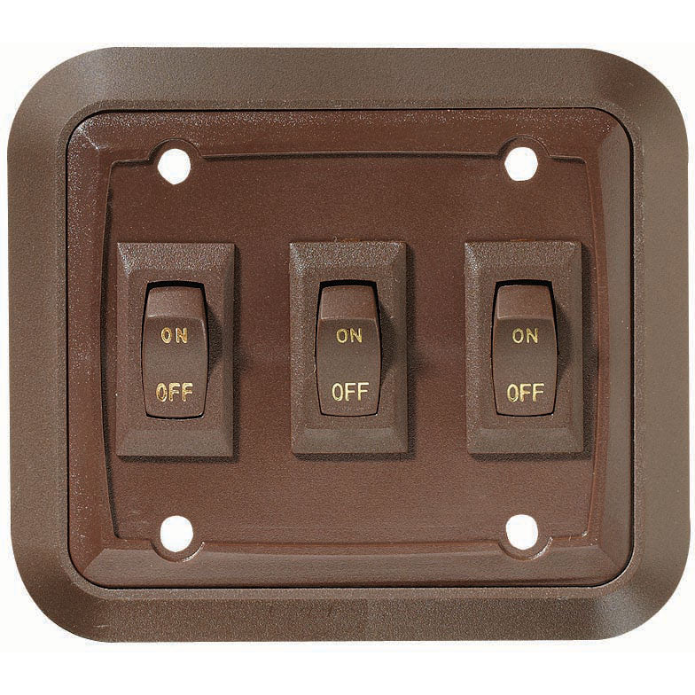 Wall Plate Switch, Triple, 3.53" x 4", On/Off - SPST - Includes Raised Bezel, Plate and Switch
