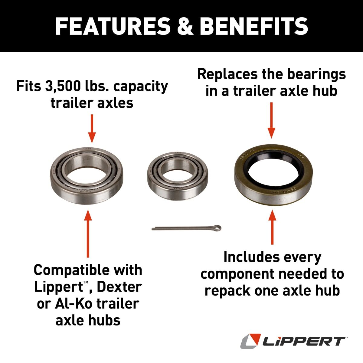 Bearing Kit, 3500# axle