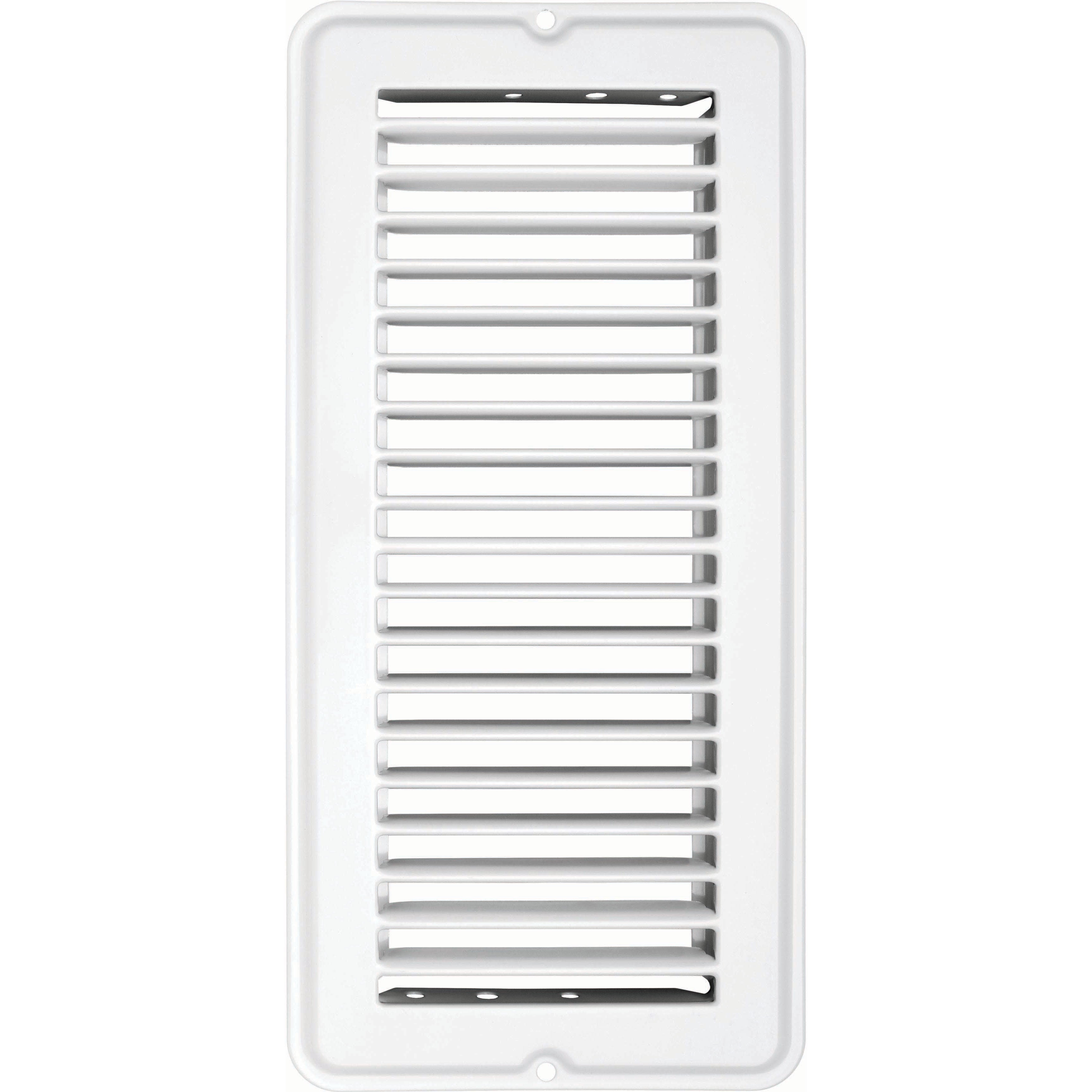 Vent Register, White, Metal, Undamp 4"x10"
