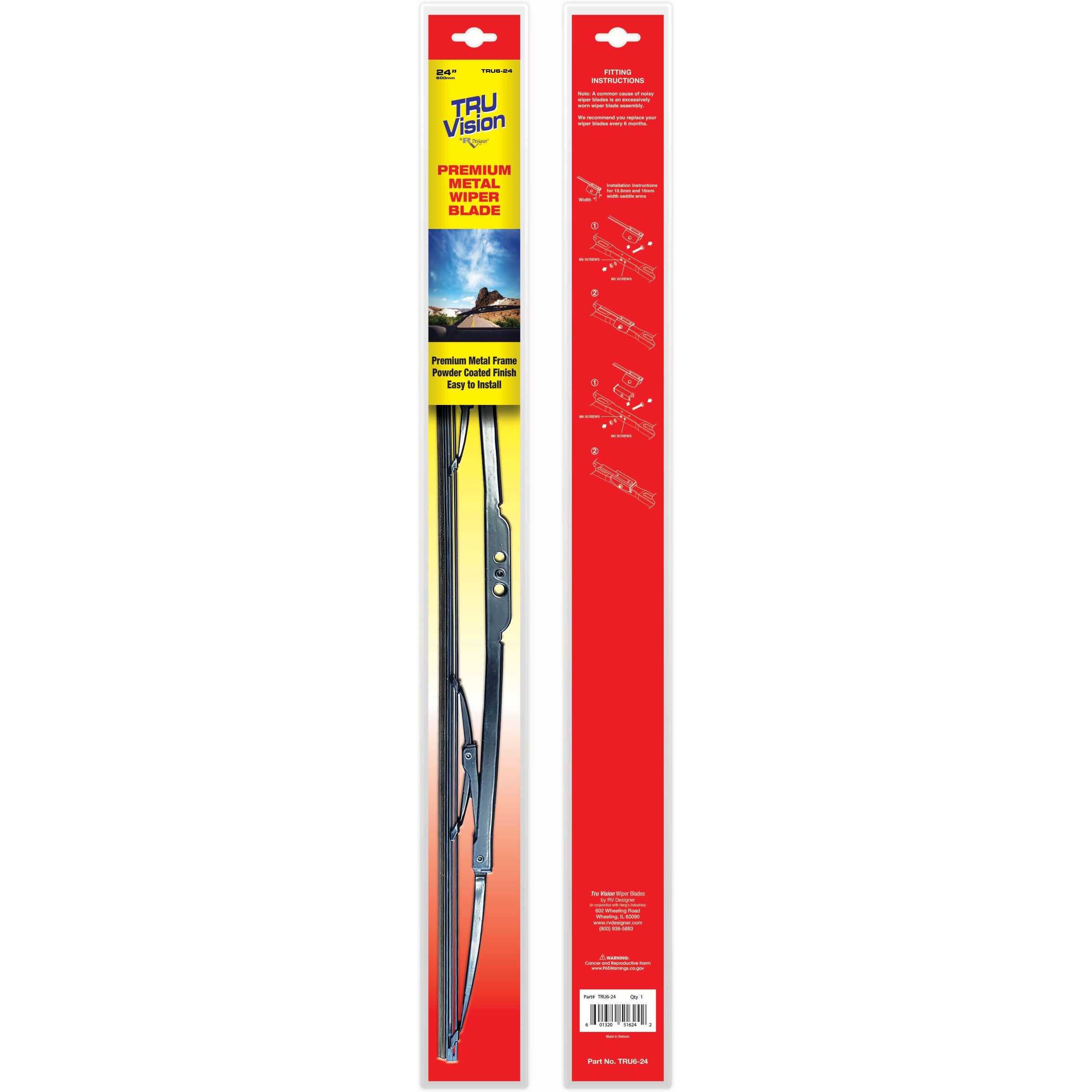 24" Wiper Blade, Metal, Heavy Duty