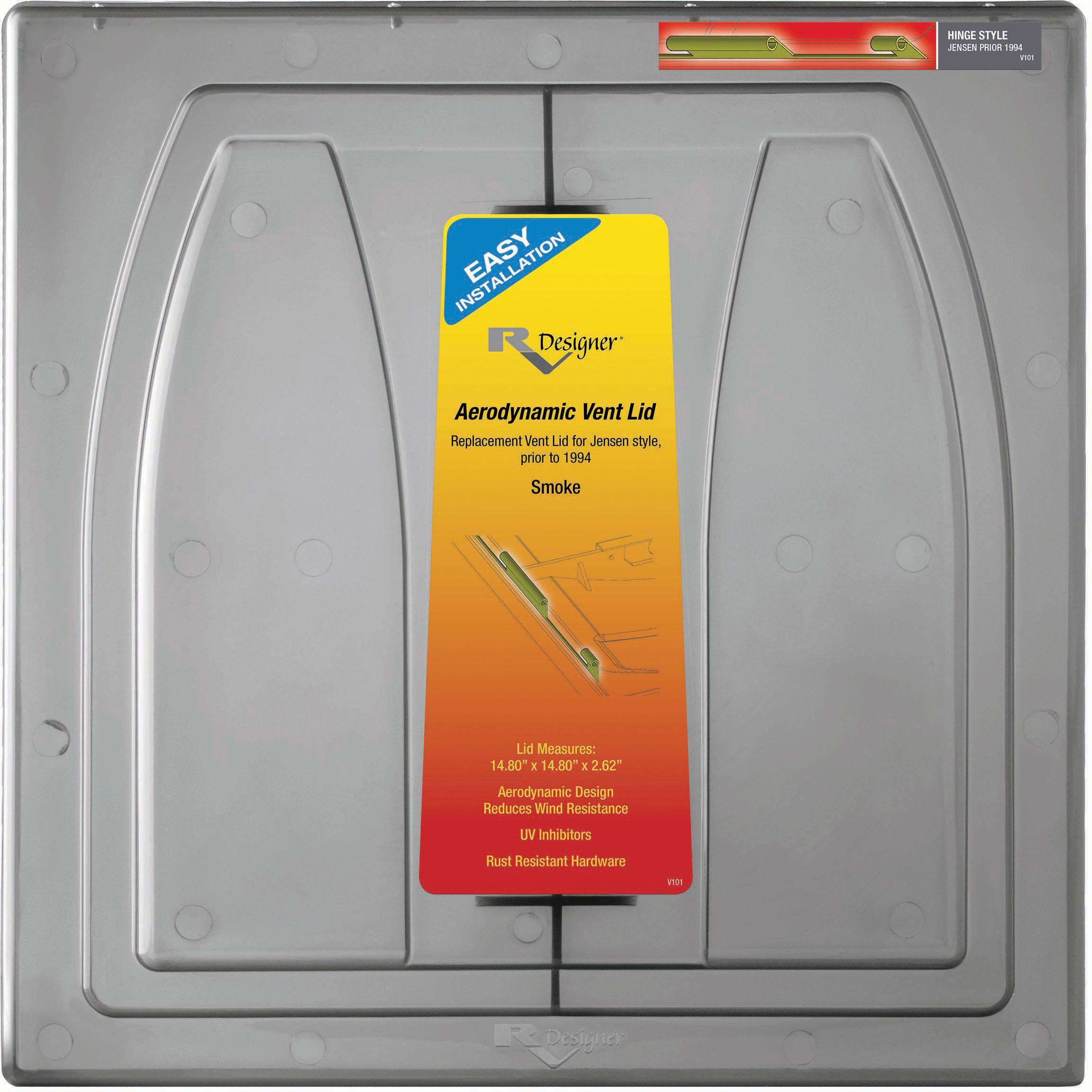 Vent Lid, Jenson, Pin Hinge Prior to 1994, Smoke