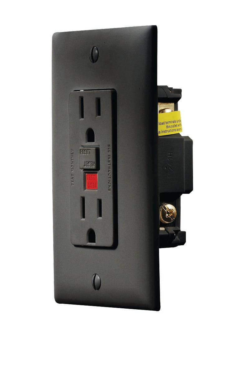 Black Dual GFCI Outlet w/Cover-Plate
