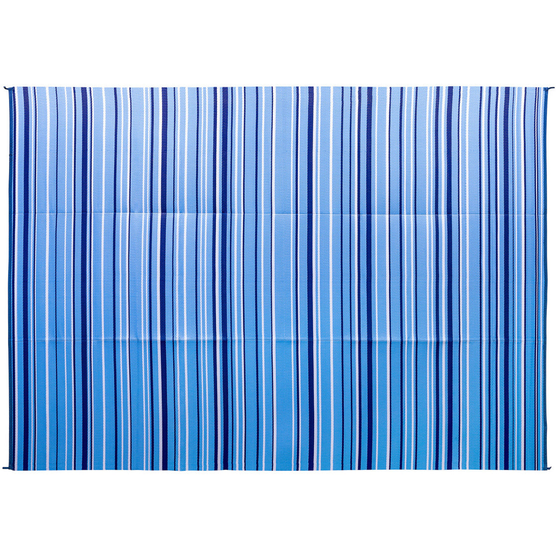 Camco Outdoor Mat - 9' x 12' Stripe, Dark Blue/Light Blue/White (E/F)