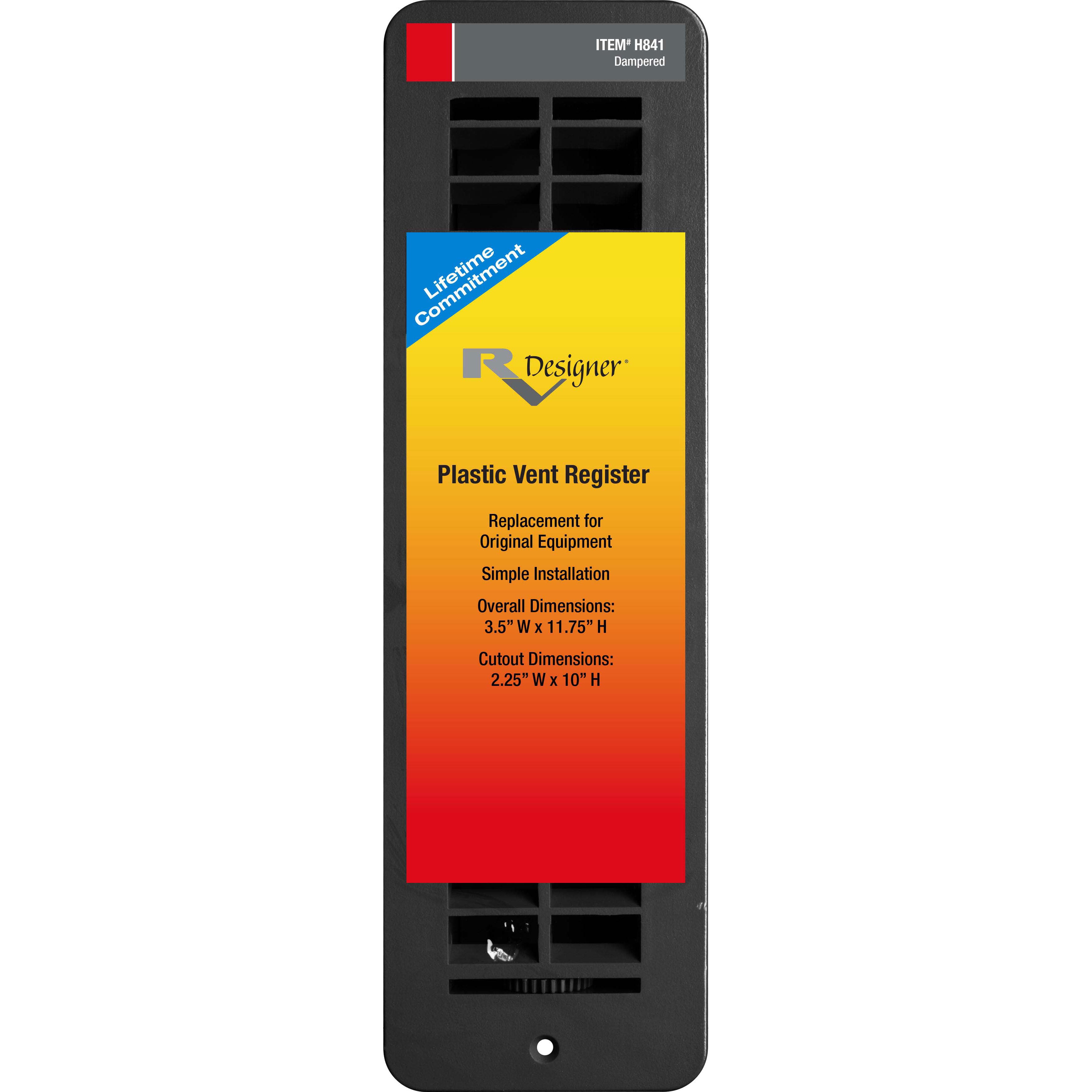 Vent Register, Plastic, Damp 2.25"x10"