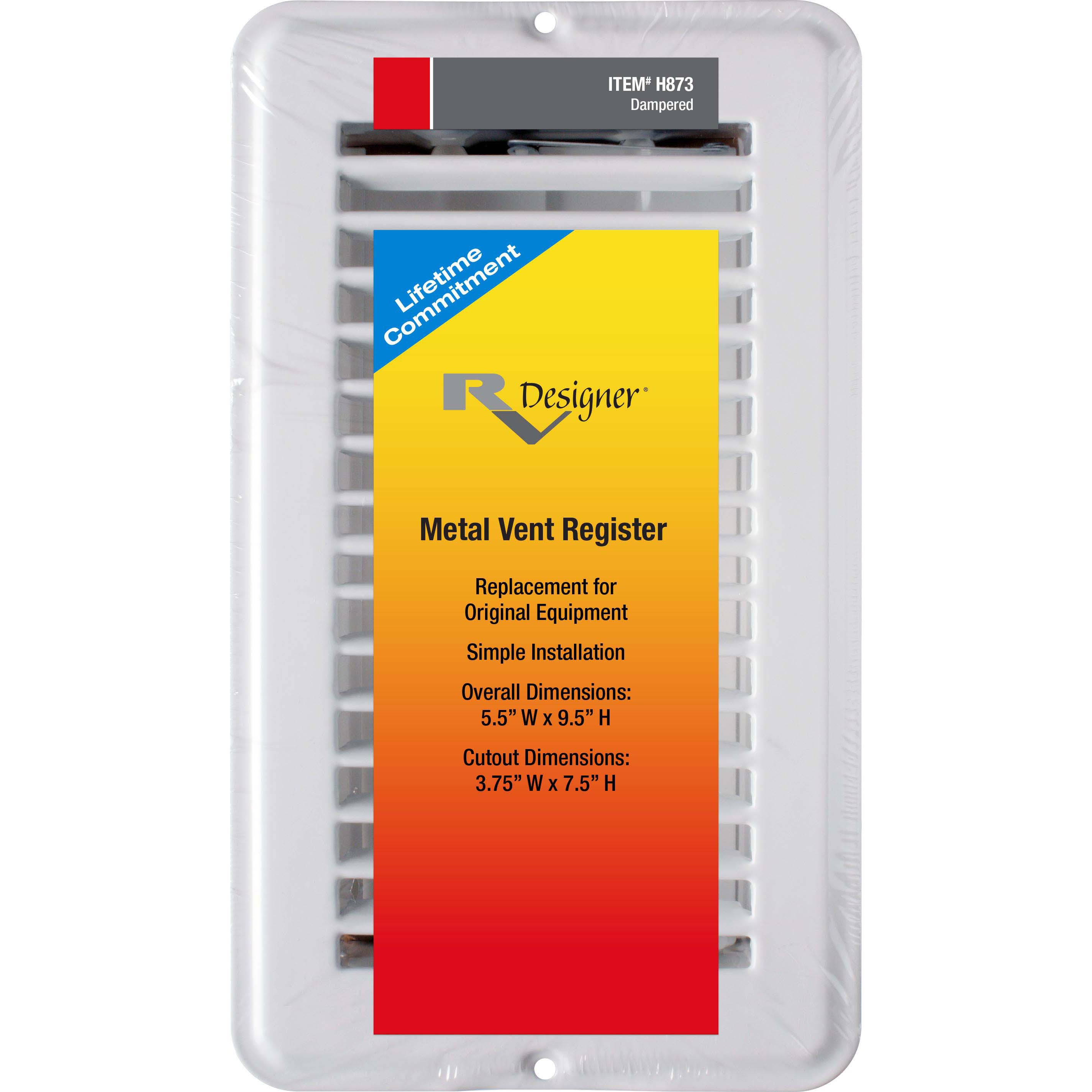 Vent Register, Metal, Damp 4"x8"