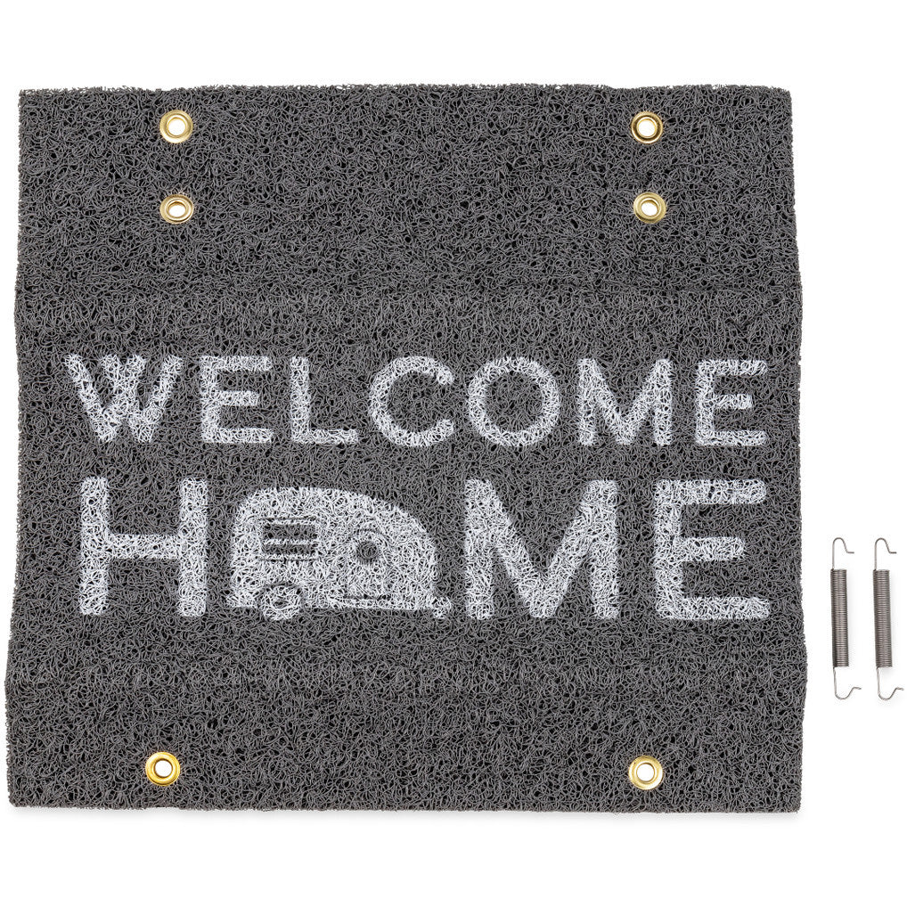 Camco Step Rug, PVC Scrub,17.5" x 18" Gray, Welcome Home