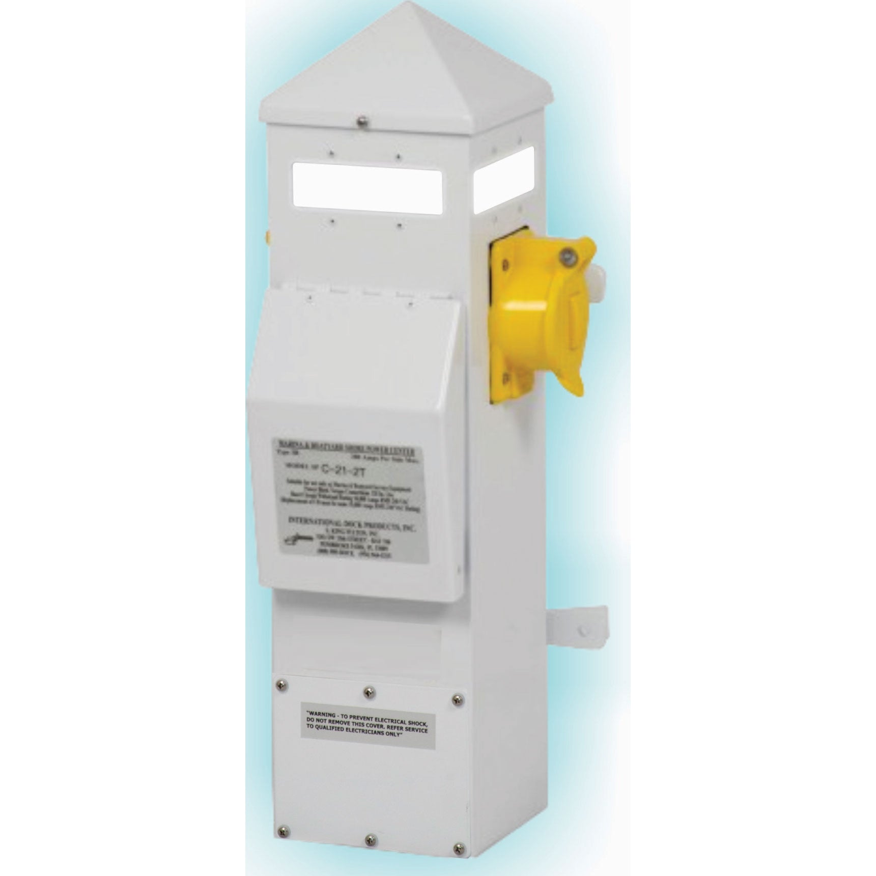 Piling Mount Electrical Power Pedestal with LED Light, 21 Inch 30/20 Amp