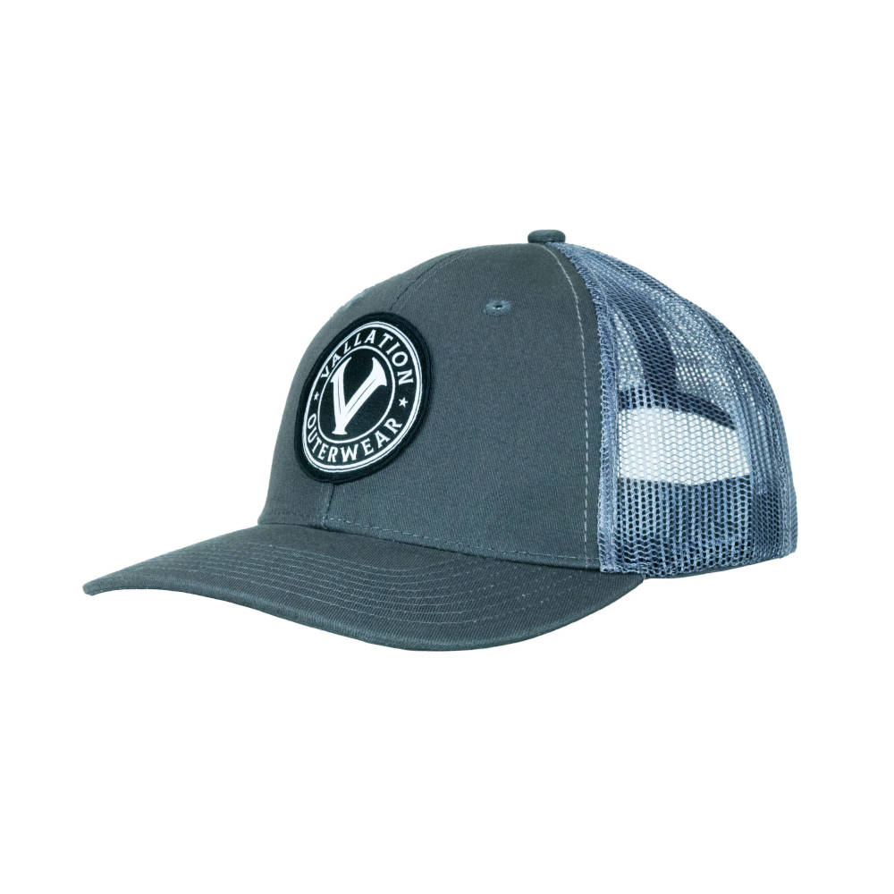 Vallation "V" Trucker Hat, Gray