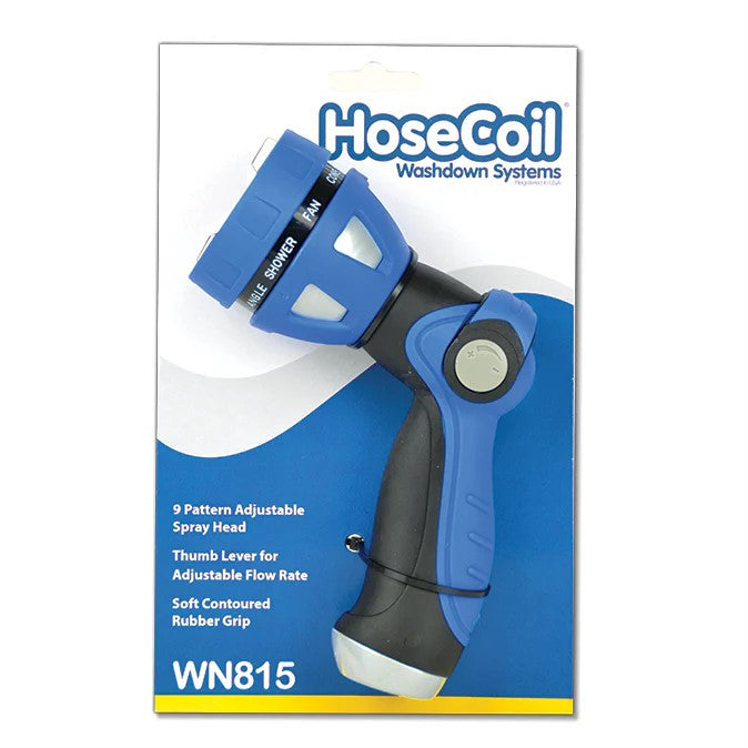 Thumb Lever Nozzle with Metal Body & Nine Pattern Adjustable Spray Head