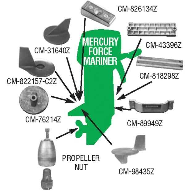Mercury/Mercruiser Force/Mariner Bracket Anode, Zinc Alloy - CM89949Z