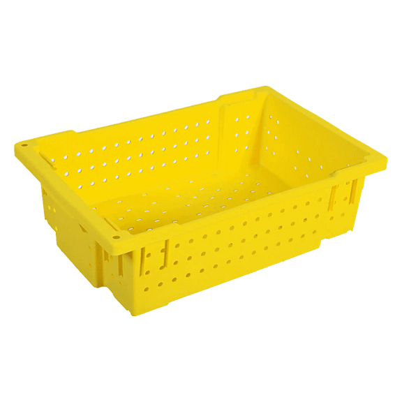Stack & Nest Containers ,Bottom Slots, Side Holes, Yellow