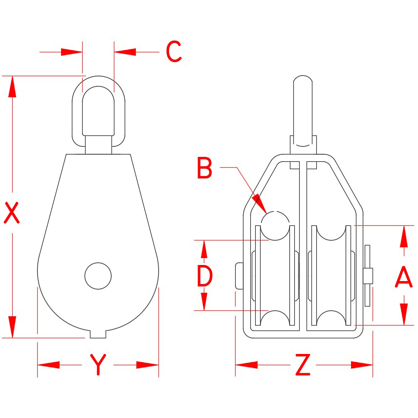 Twin Swivel Block 304 Stainless Steel 1 3/8in