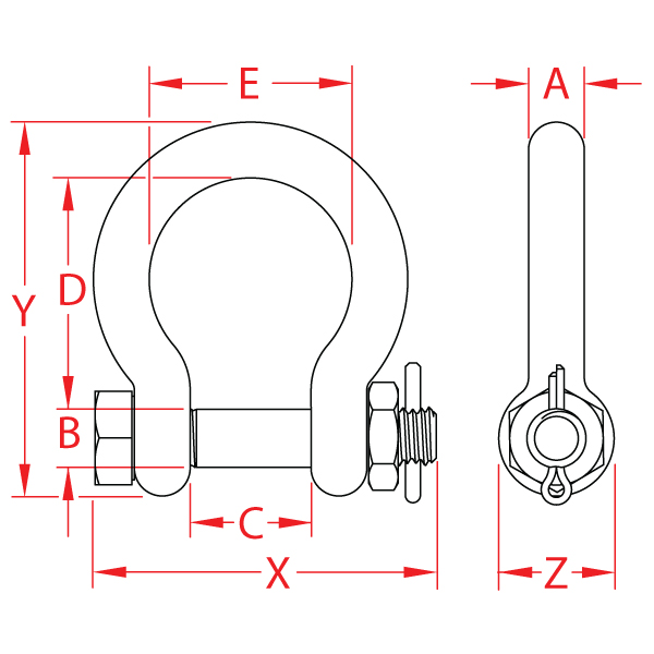 Bow Shackle with Bolt – Forged 316 Stainless Steel
