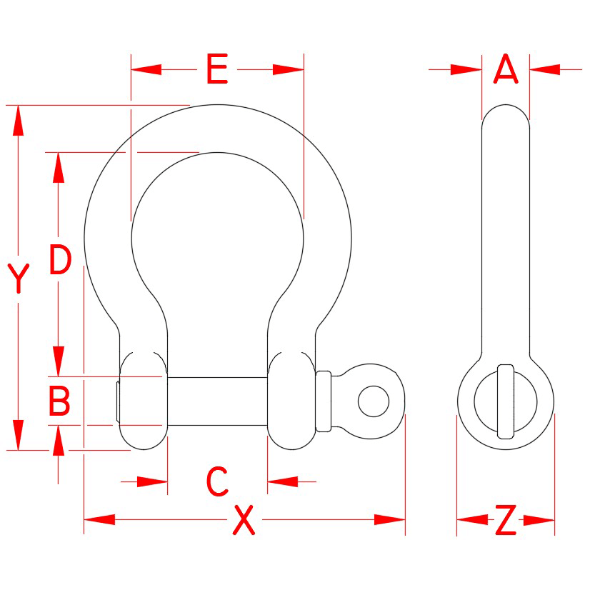 Bow Shackle with Screw Pin 1/2in 316 Stainless Steel