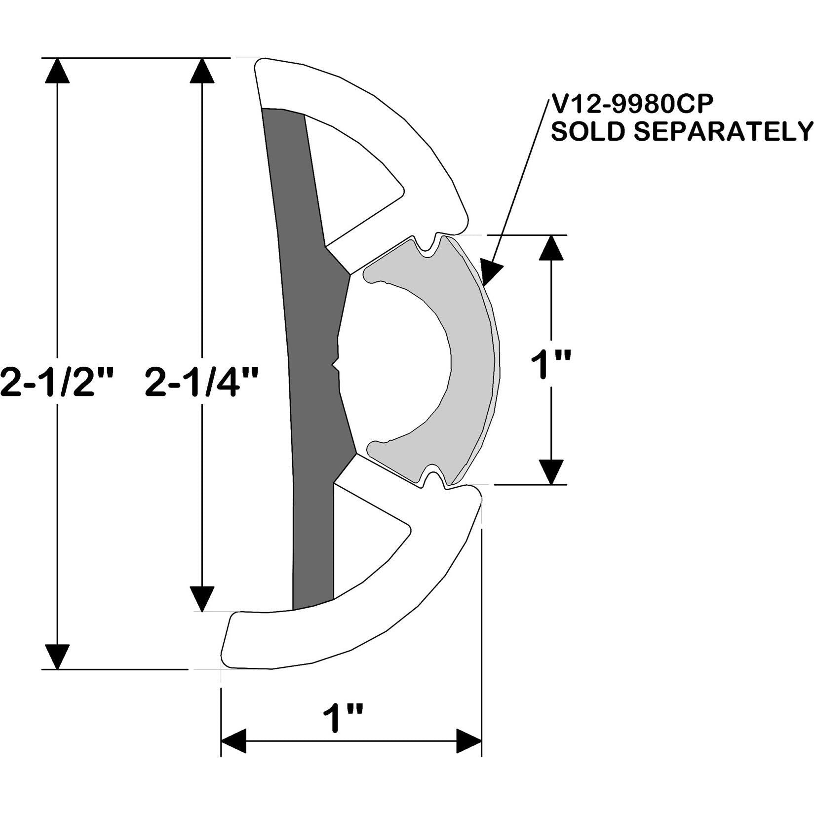 TACO Marine Large 2.5" x 1.2" x 100' SuproFlex Rub Rail V11-9970BKA100-1 - Black