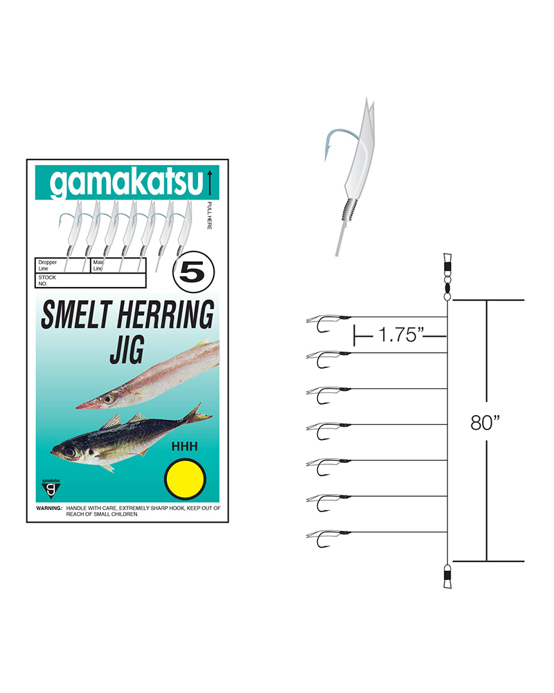 Gamakatsu Smelt/Herring Jigging Rig, Nickel, Size #5
