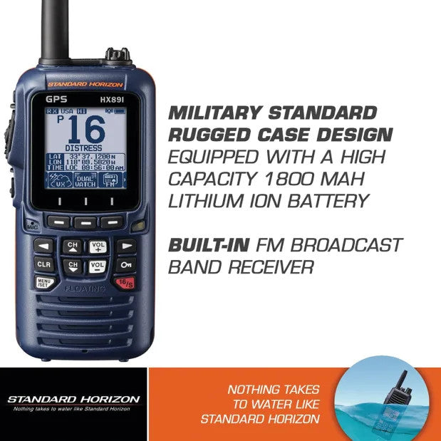 Standard Horizon Floating 6 Watt Handheld VHF/GPS/Bluetooth Radio, Black