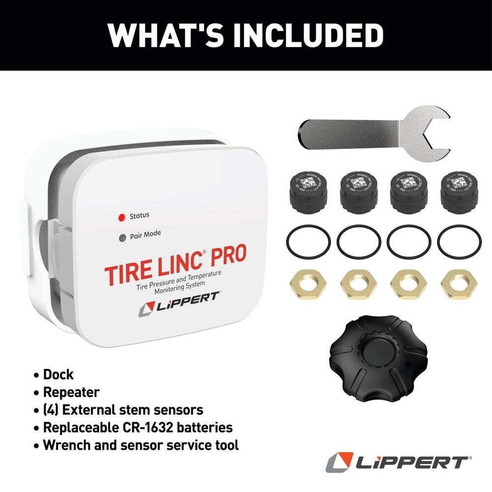 Lippert Tire Linc PRO RV Tire Pressure & Temperature Monitoring System (TPMS), 4-Tire