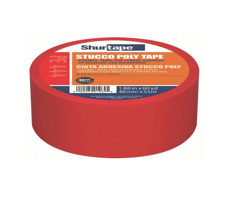 Shurtape Red Stucco Poly Removable Tape, 2" X 60YD