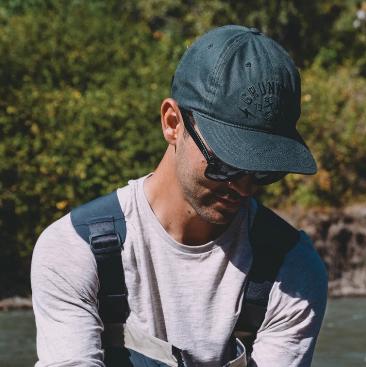 Grundens Stowaway Waxed Trucker Hat, Olive