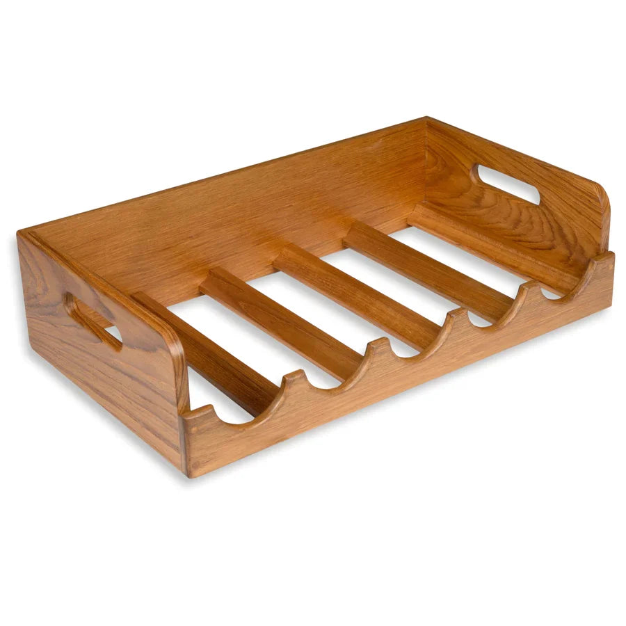 11-1/4" Premium Grade Teak Five Bottle Stackable Wine Caddy