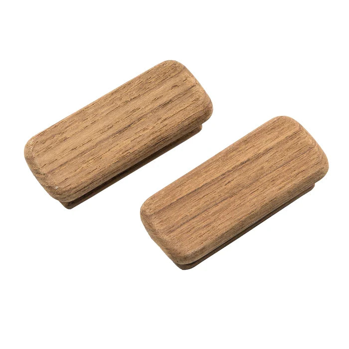 2 Rectangular Teak Drawer Pulls, 2-3/4" Long