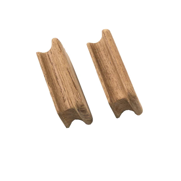 2 Rectangular Teak Drawer Pulls, 2-3/4" Long