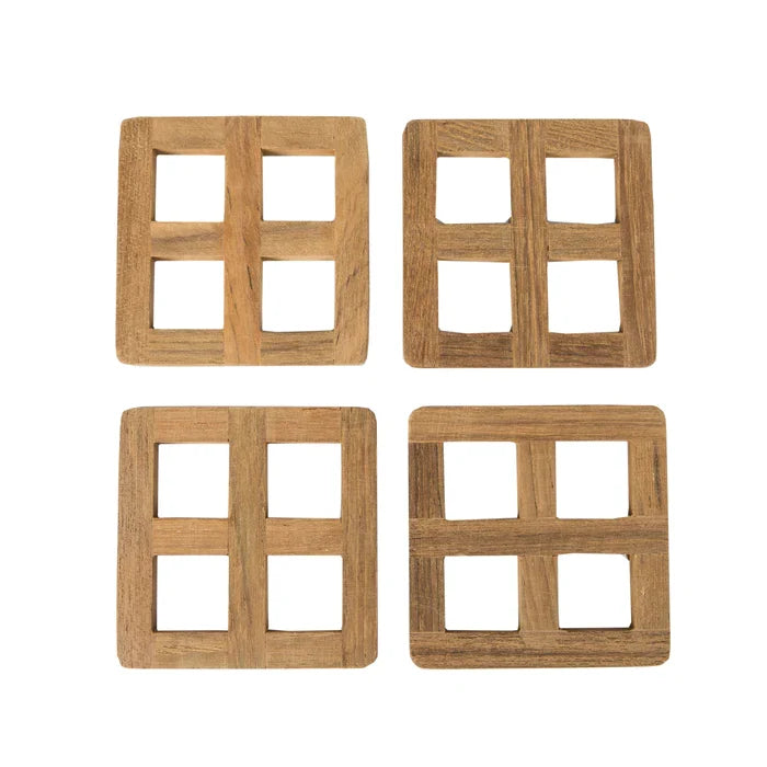 3" Premium Grade Teak 4-Piece Coaster Set